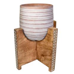 Plant pot stand, Mango wood hand carved 26 x 26 x 22cm
