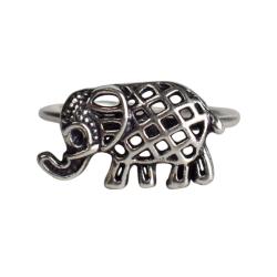 Ring, silver colour, Elephant