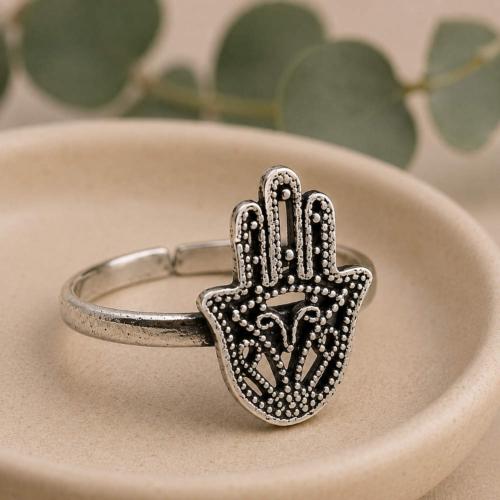 Ring, silver colour, Hamsa Hand