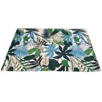 Rug indoor or outdoor, recycled plastic 90 x 150cm leaves