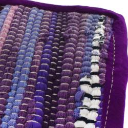 Rag place mat rectangular recycled cotton & polyester handmade purple 20x30cm
