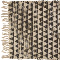 Chindi rag rug recycled cotton handmade black cream triangles 60x90cm