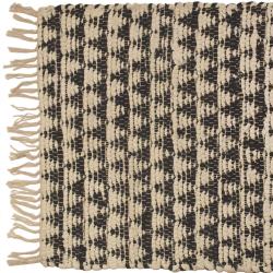 Chindi rag rug recycled cotton black cream triangles 60x90cm