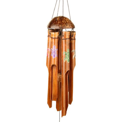 Bamboo windchime turtle multicoloured 97cm