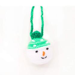 Hanging Hand Knitted Snowman Christmas Decoration Green Hat