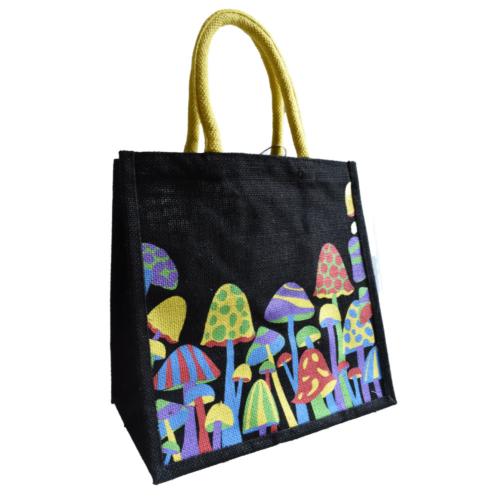 Jute shopping bag, Mushrooms 30x30cm