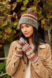 Classic Fairisle Roll Back Bobble Beanie Grey