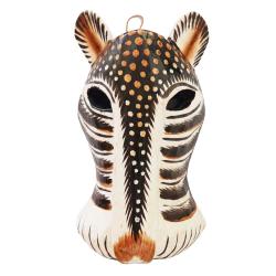 Mask Albesia Wood Big Cat Brown Spots on Black 20cm