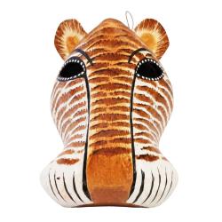 Mask Albesia Wood Big Cat Orange Black Stripes 20cm