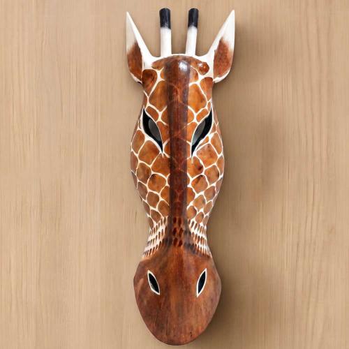 Mask Albesia Wood Zebra 50cm