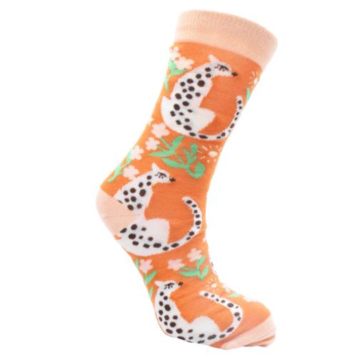 Bamboo Socks Leopards Shoe Size UK 3-7 Womens