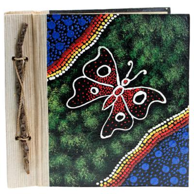 Notebook Aboriginal design butterfly, 20x20cm