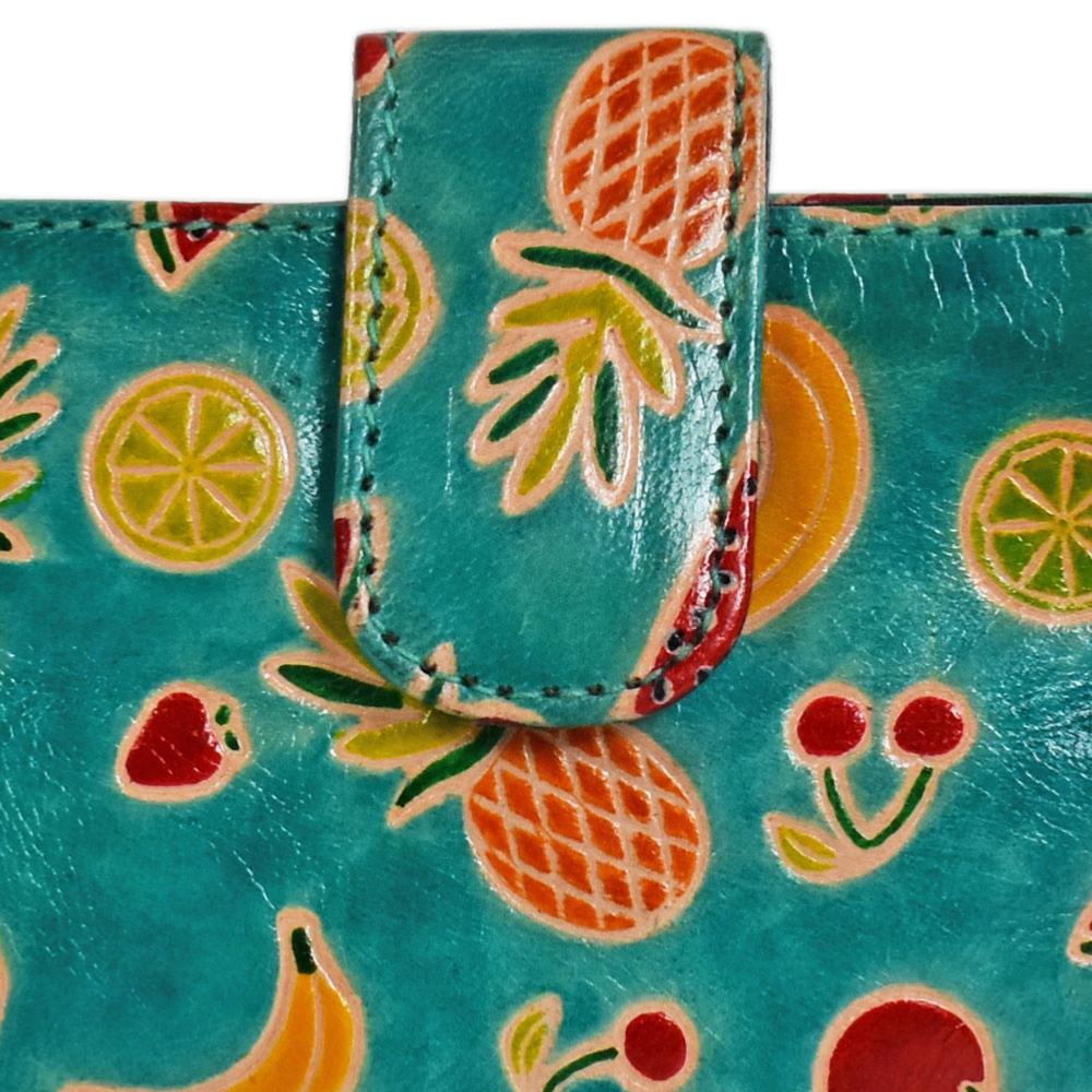 Leather wallet / purse, fruits design, 18x10cm