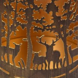 Metal Die Cut Candle Holder, Deer in woodland, 13cm height