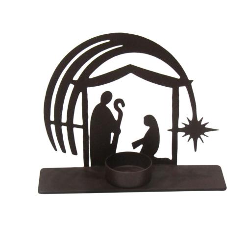 T-lite holder Nativity scene, part recycled metal 16.5 x 4.5 x 12.5cm