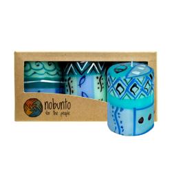 3 hand painted candles in gift box, Samaki