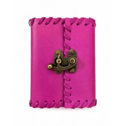 Pink Leather Notebook Journal with Clasp 8 x 10cm