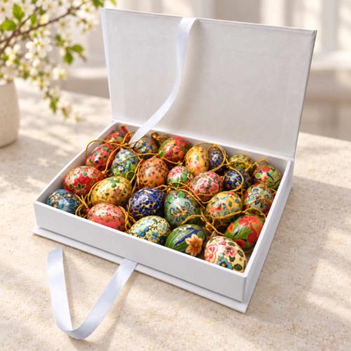 p mache eggs 4cm box of 48 asst