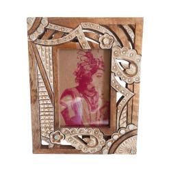 Photo Picture Frame Hand Carved Wood Cutout 4x6 inch Photo