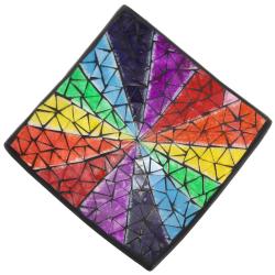 Plate mosaic rainbow curve 20x20cm