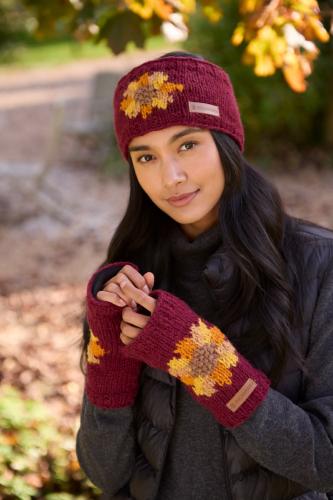 Sunflower Headband Burgundy