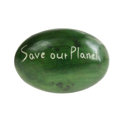 Sentiment pebble oval, Save our Planet, green