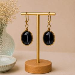 Earrings single drop onyx