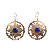 Earrings, rose gold coloured mandala, bead in centre