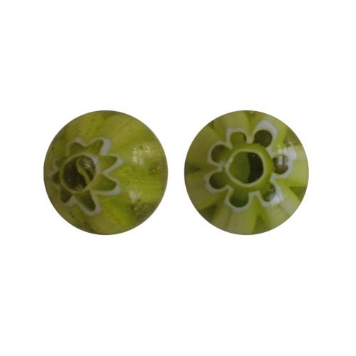 Ear studs, glass beads, lime green 1cm diameter