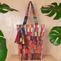 Rag Chindi Bag Recycled Sari 23 x 5 x 26cm