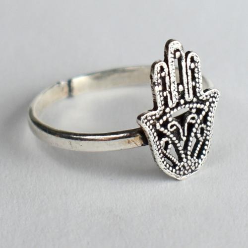 Ring, silver colour, Hamsa Hand