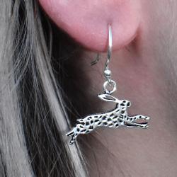 Earrings, Silver coloured Hare 1 (L) x 3 (W) cm