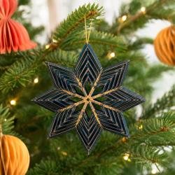 Hanging Christmas Decoration Dark Blue Paper Star
