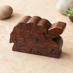 Puzzle Box Tortoise Shape Sheesham Wood 15 × 6 × 10cm