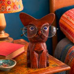 Glasses / Spectacle Stand Mango Wood Cat
