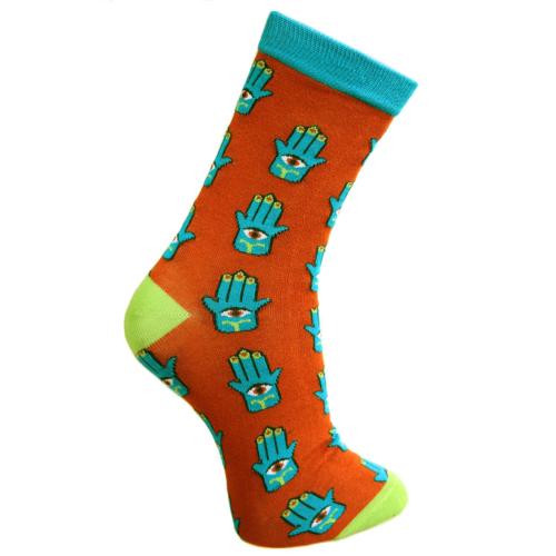 Bamboo Socks Hamsa Hand Shoe Size UK 3-7 Womens Fair Trade Eco