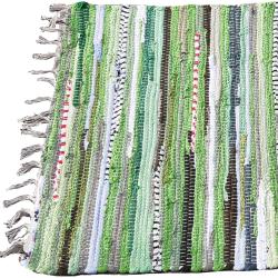 Rag rug, recycled material, green 50x90cm