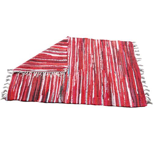 Rag rug, recycled material, red 80x120cm