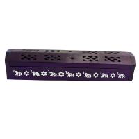 Incense stick and cone smoke box with storage, purple