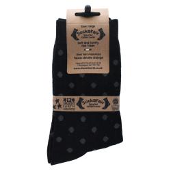 Socks Recycled Cotton / Polyester Stripes + Dots Black Grey Shoe Size UK 7-11 Mens