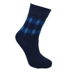 Socks Recycled Cotton / Polyester Squares Blue Shoe Size UK 3-7 Womens