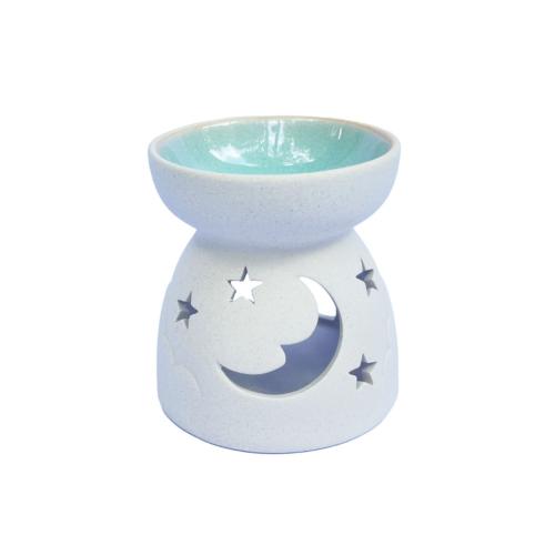 Oil Burner Glazed Cut Out Design Moon and Stars