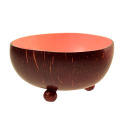Coconut t-lite holder or small decorative bowl, pink inner