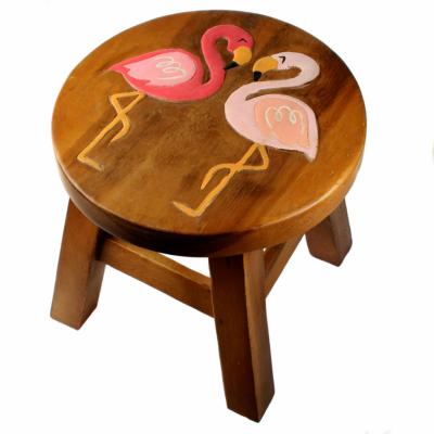 Child's wooden stool, flamingos