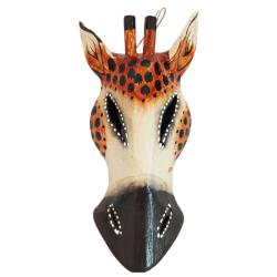 Mask Albesia Wood Giraffe White Spots Round Eyes 20cm