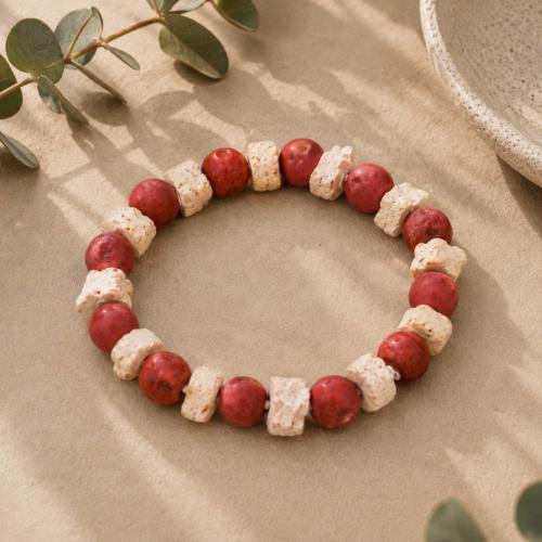 Bracelet red and pink beads