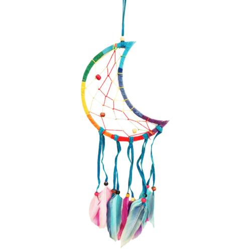 Dreamcatcher Crescent Moon Multicoloured with Feathers 14x1x48cm