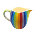 Milk/cream serving jug rainbow vertical stripes ceramic hand painted 9cm ht