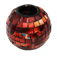 T-lite holder, mosaic, 10cm height red
