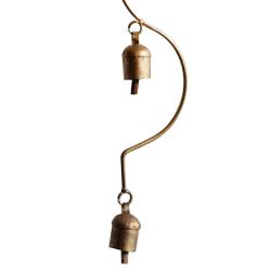 Chime 6 bells on curved hanging, recycled brass 8x65cm